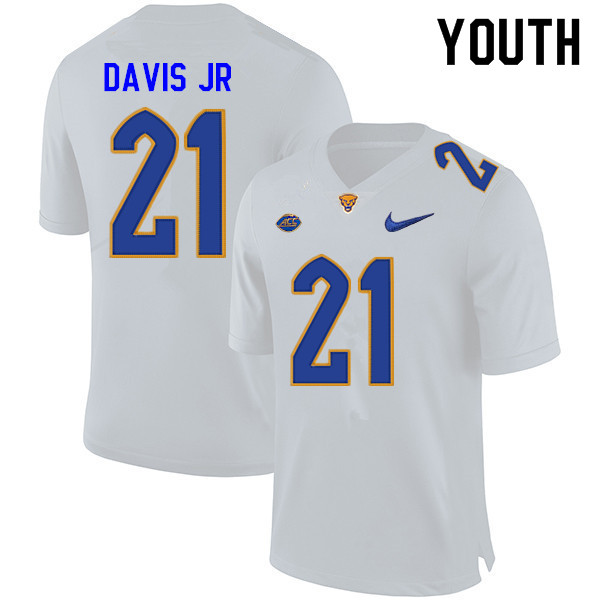 Youth #21 A.J. Davis Jr. Pitt Panthers College Football Jerseys Sale-White